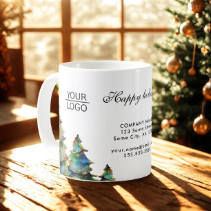 Logo mit individuellem Text Weihnachtsbäume Promot Kaffeetasse