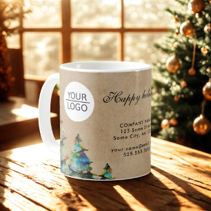 Logo mit individuellem Text Weihnachtsbäume Promot Kaffeetasse