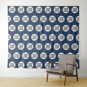 Logo mit Navy-Wiederholungsmuster Wandteppich