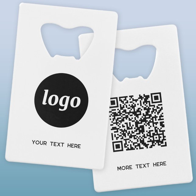 Logo mit QR-Code Geldbeutel Flaschenöffner (Logo QR code and custom text business promotional credit card style bottle opener)