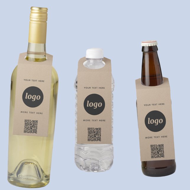 Logo mit QR-Code und Text-Werbung Flaschenanhänger (Logo with QR code and custom text business promotional branding Kraft bottle hanger tags)