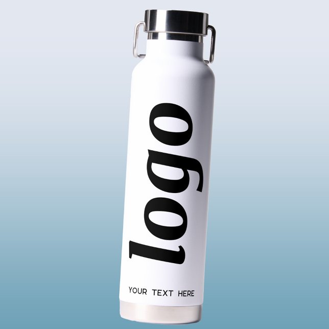 Logo mit Text-Branding-Werbung Trinkflasche (Simple logo with custom text business branding promotional water bottle)