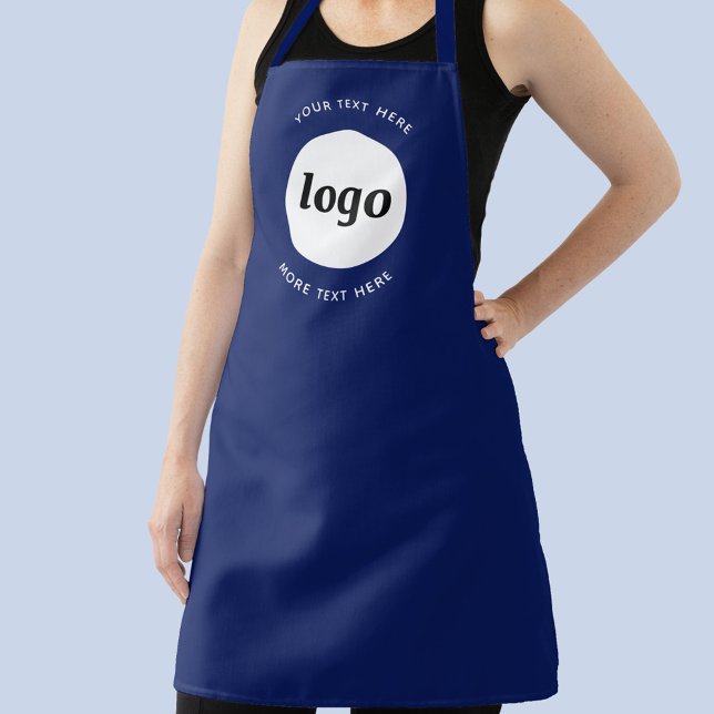 Logo mit Text-Business-Werbung Navy Blue Schürze (Logo with custom text business branding promotional navy blue  apron)