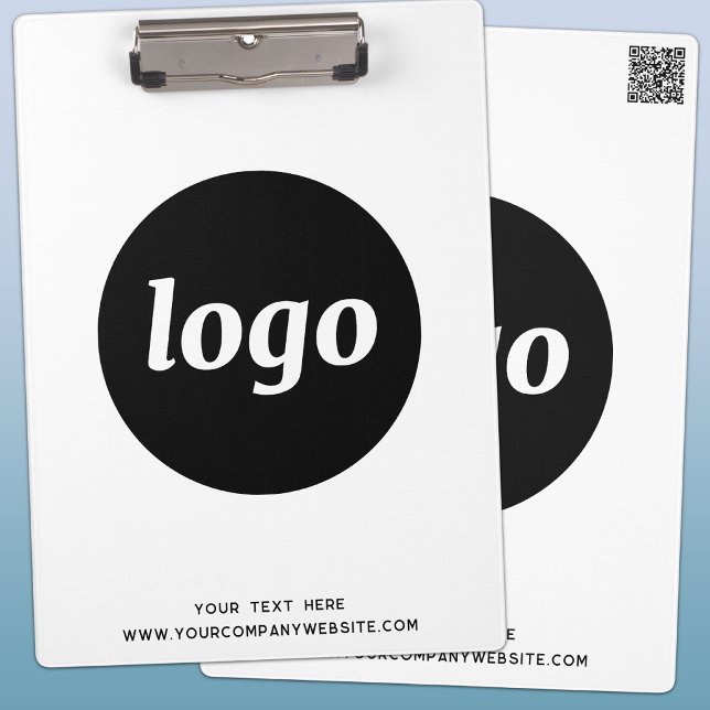 Logo mit Text und QR-Code Geschäftsbranding Klemmbrett (Simple logo with custom text and QR code business branding promotional clipboard)