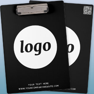 Logo mit Text und QR-Code, Schwarzes Geschäft Klemmbrett