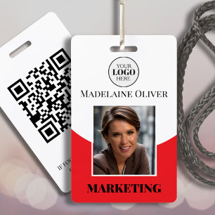 Logo Mitarbeiter-ID Foto QR Code Rotes Abzeichen Ausweis