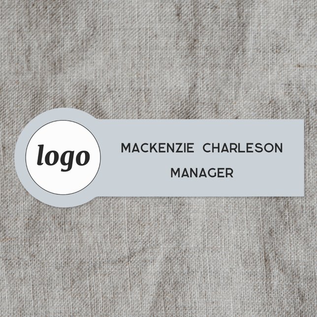 Logo Mitarbeiter Personal Hellblau Geschäft Namensschild (Simple logo with custom text business branding promotional powder blue name tag badge)