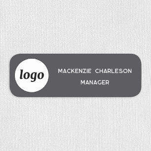 Logo Mitarbeiter Personal Schiefergrau Magnetisch  Namensschild