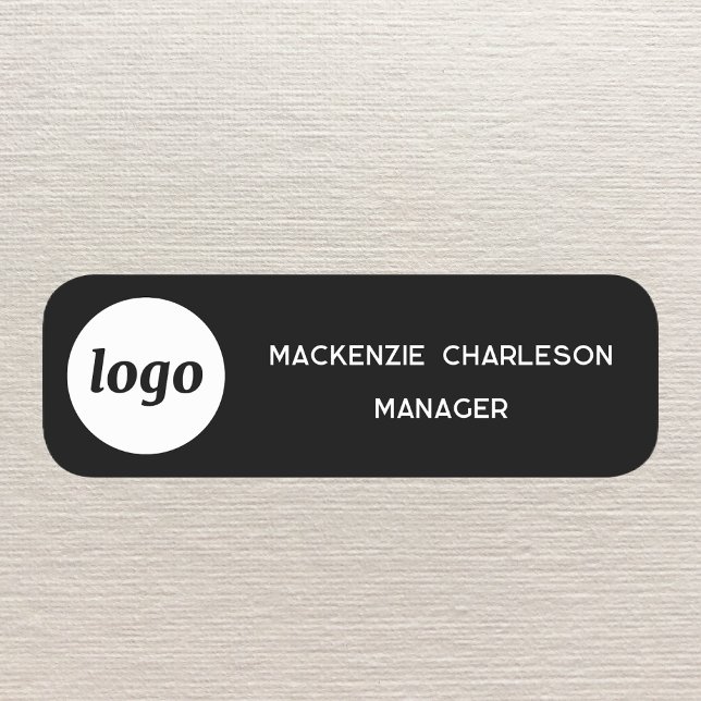 Logo Mitarbeiter Personal Schwarz Magnetisch oder  Namensschild (Simple logo employee staff magnetic or pin backed name and job title badge)