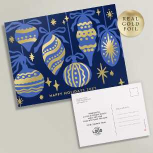 Logo Modern Chic Marineblau Dekoration Geschäft Go Folien Feiertagspostkarte