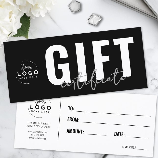Logo Modern Schwarz Geschäft Geschenkgutschein (Logo Modern Black Business Gift Certificate)
