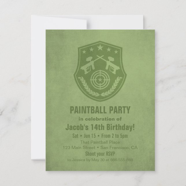 Logo moderne Paintball Anniversaire Invitations (Devant)