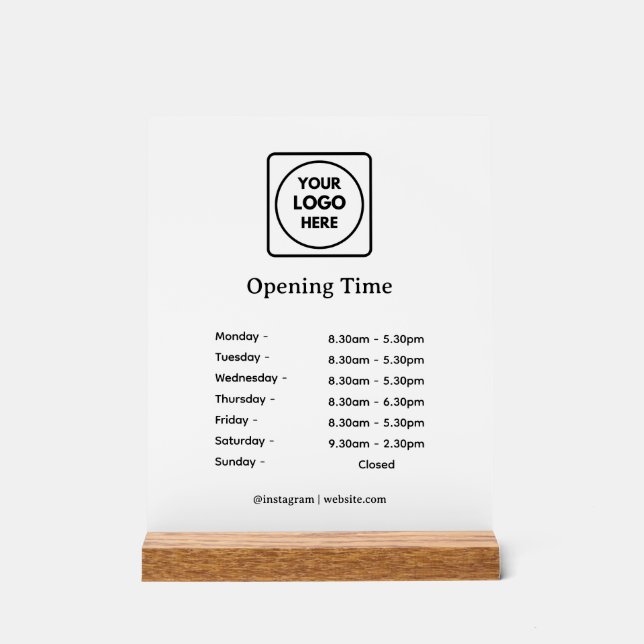 Logo moderne | Panneau Heures d'ouverture d'entrep (Recto)
