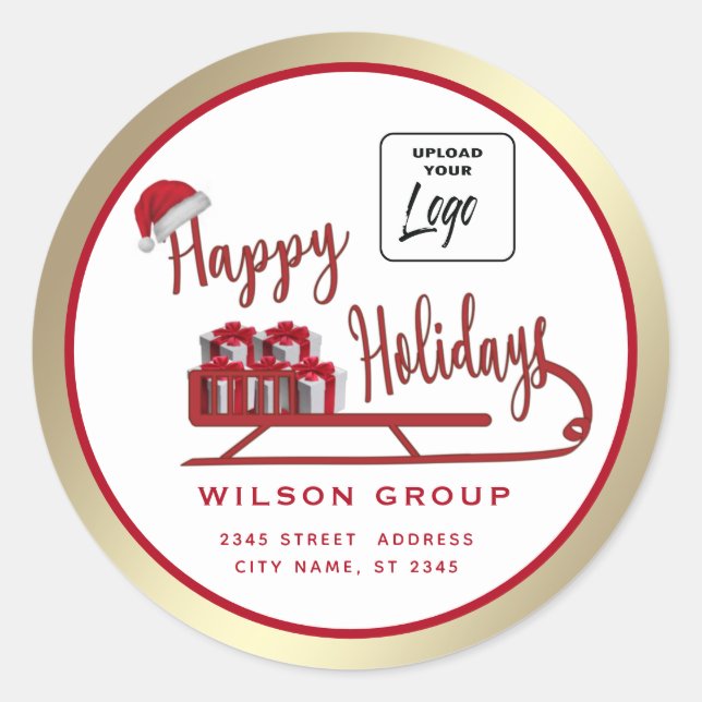 Logo Moderne Typografie Lodge Happy Holidays Runder Aufkleber (Vorderseite)
