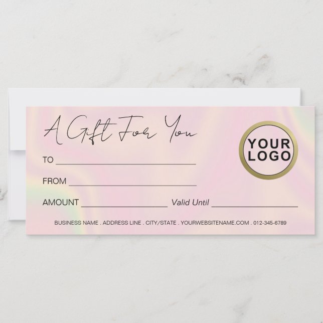 Logo Modernes, elegantes Holografisches Geschenkgu (Vorderseite)