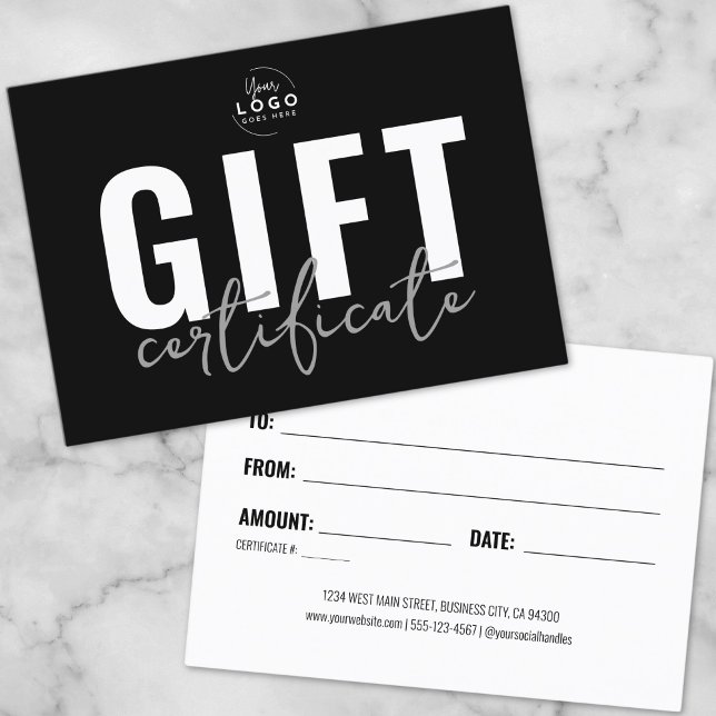 Logo Modernes Geschenkzertifikat Visitenkarte (Logo Modern Business Gift Certificate)