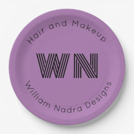 Logo-Monogramm lila Papier Pappteller