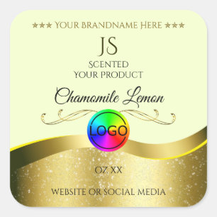 Logo Monogramme or jaune clair Wavy Étiquette de p