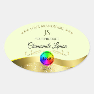 Logo Monogramme or jaune clair Wavy Étiquette de p