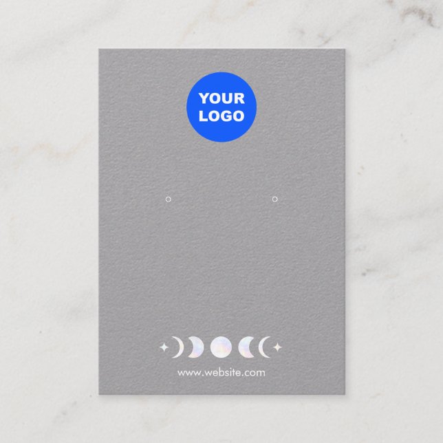 Logo Moon Phones Earring Display Gray Kraft Visitenkarte (Vorderseite)