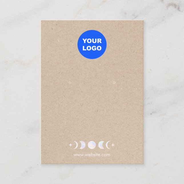 Logo Moon Phones Earring Display Tan Kraft Visitenkarte (Vorderseite)