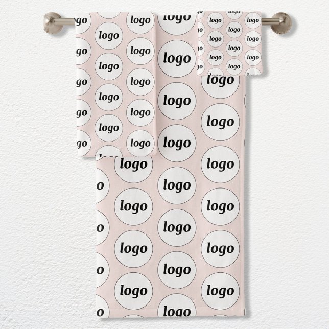 Logo Motif Marque commerciale Blush Pink (Simple logo pattern business promotional towel set for hospitality, sponsorship, customers & clients)