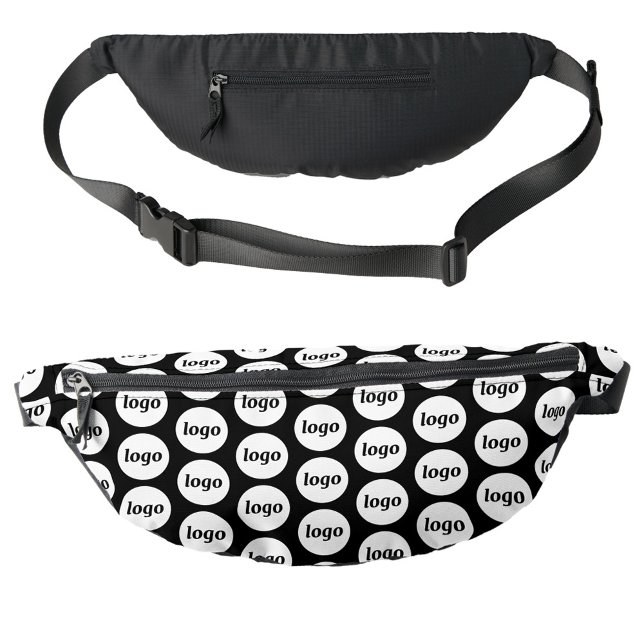 Logo Motif Promotionnel Business Noir (Logo pattern business promotional branding fanny pack bag)
