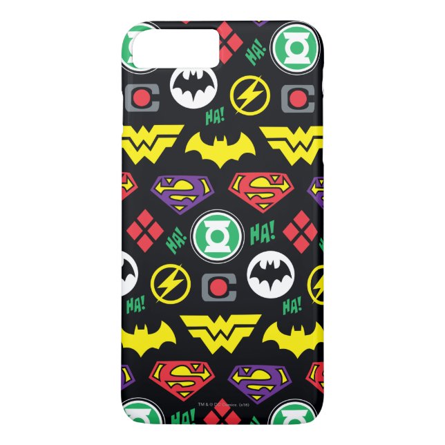 Logo-Muster der Chibi Justice League Case-Mate iPhone Hülle (Rückseite)