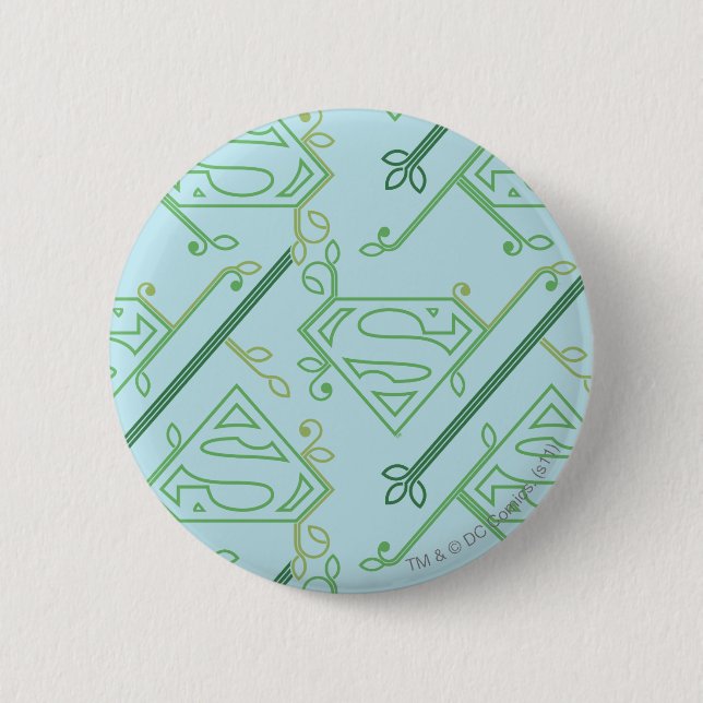 Logo-Muster für Supergirl Green Vine Button (Vorderseite)