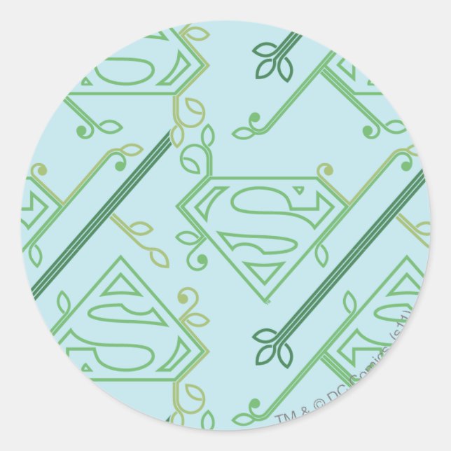 Logo-Muster für Supergirl Green Vine Runder Aufkleber (Vorderseite)