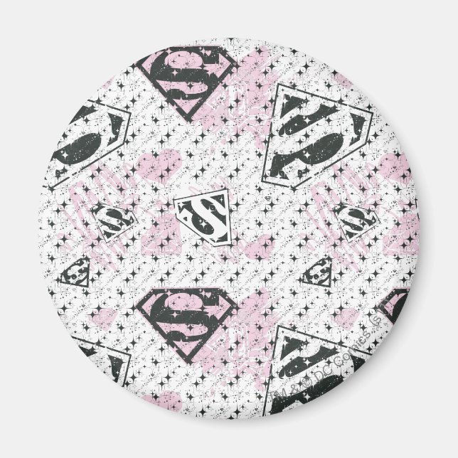 Logo-Muster für Supergirl Pink und Weiß Magnet (Vorne)