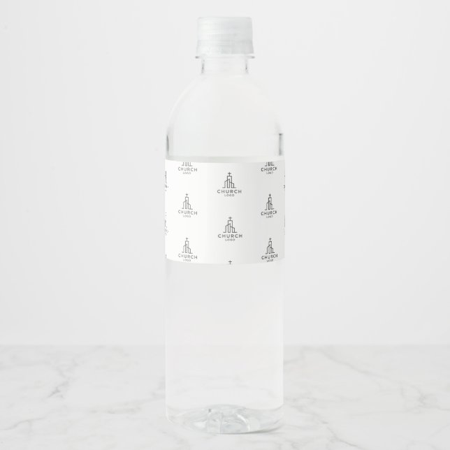 Logo Muster Kirche Wasser Etikett (Vorderseite)