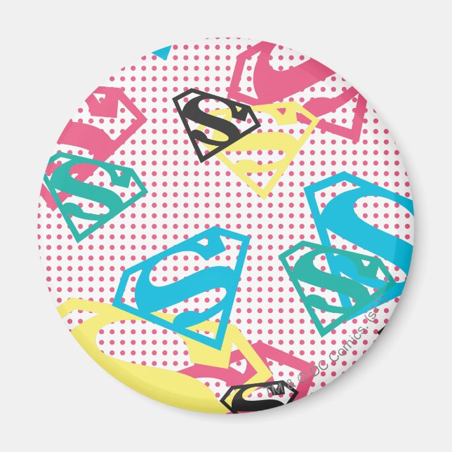 Logo-Muster und Polka-Punkte für Supergirl Magnet (Vorne)