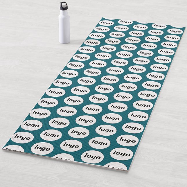 Logo-Muster Werbeaktion Aquamarin grüne Yogamatte (Simple logo pattern business branding promotional yoga mat)