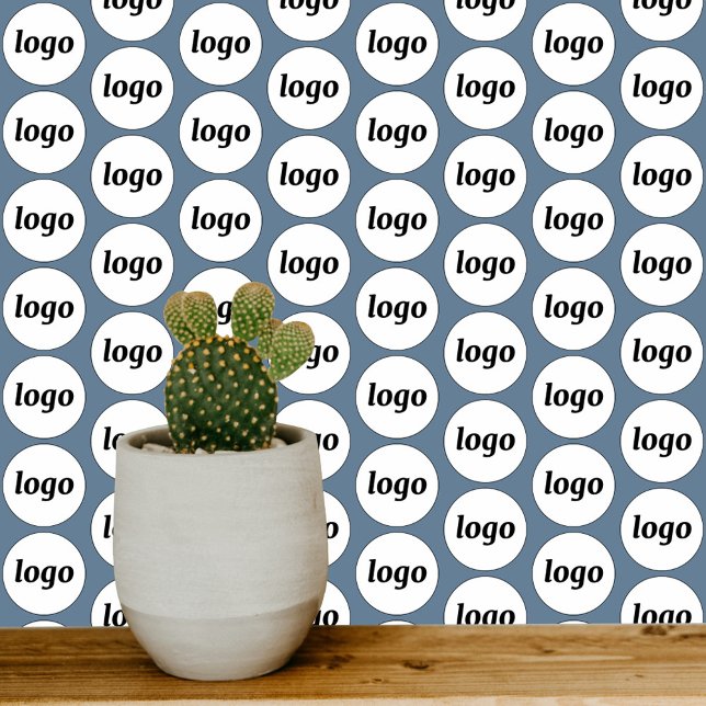 Logo-Muster Werbeaktion Dusty Blue Tapete (Simple logo pattern business promotional wallpaper)