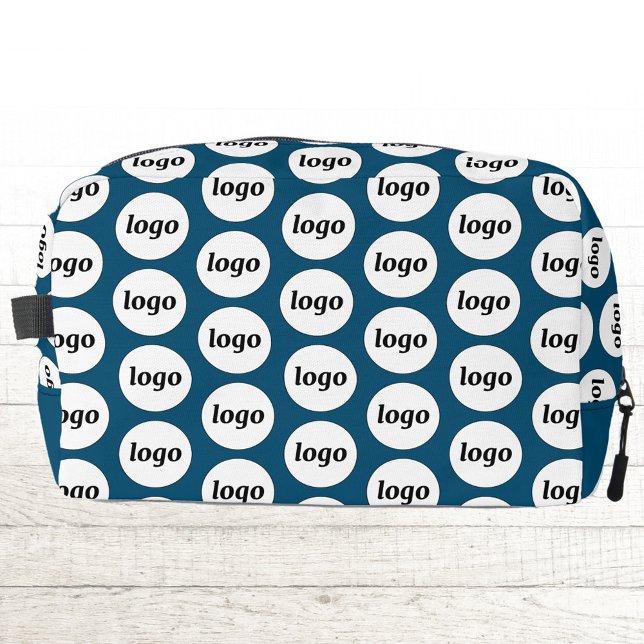 Logo-Muster Werbegestaltung Aquamarines Grün Waschbeutel (Simple logo pattern business branding promotional teal green DOPP kit bag)