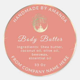 Logo Name Body Butter Cosmetic Gold Pink Classic Runder Aufkleber