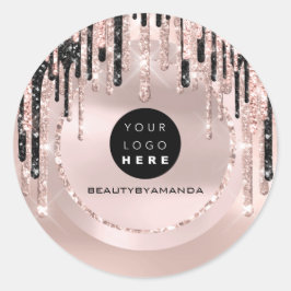 Logo Name Hair Makeup Künstler Tropfen Glitzer Ros Runder Aufkleber
