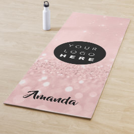 Logo Name Rosa Glitzer Girly Geschenkidee Yogamatte