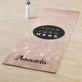 Logo Name Rose Blush Glitzer Girly Geschenkidee Yogamatte