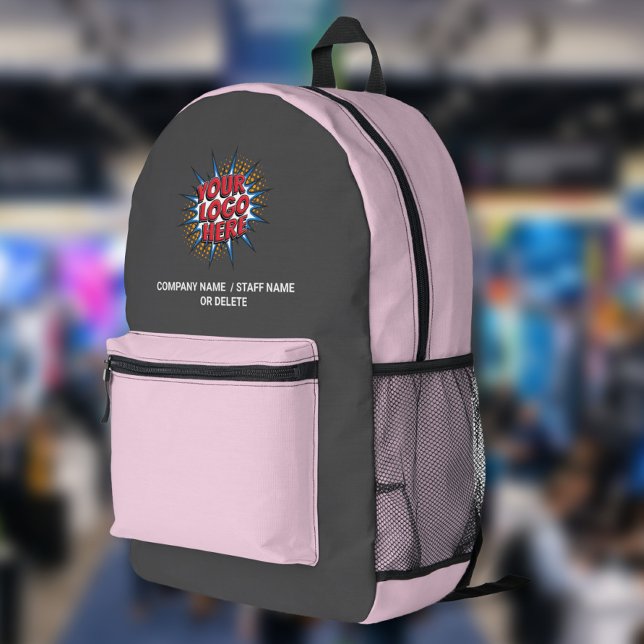 Logo & Name Upload Grau / Hellrosa Bedruckter Rucksack (Von Creator hochgeladen)