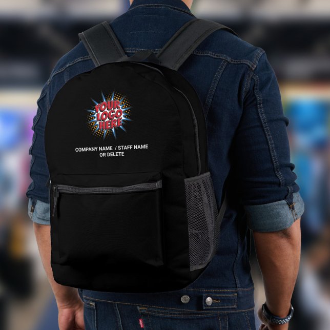 Logo & Name Upload Schwarz Bedruckter Rucksack (Von Creator hochgeladen)
