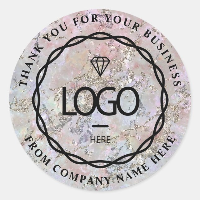 Logo Name Web Danke Business Rose Grau Runder Aufkleber (Vorderseite)