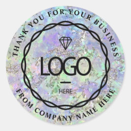 Logo Name Web Vielen Dank Business Holograph Blau Runder Aufkleber