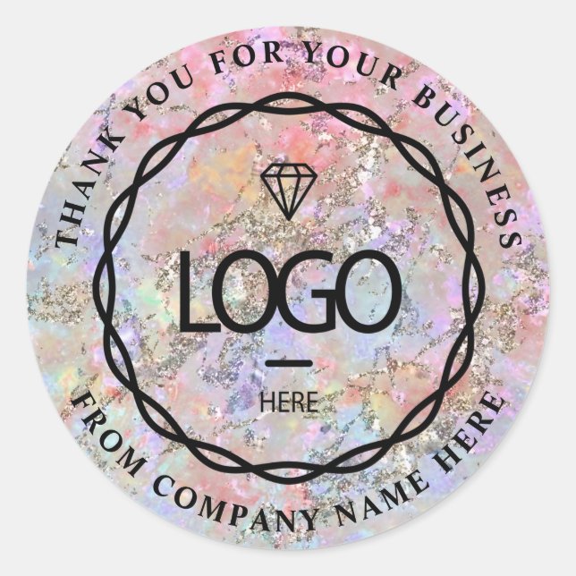 Logo Name Web Vielen Dank Business Holograph Glitz Runder Aufkleber (Vorderseite)