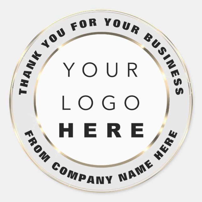 Logo Name Web Vielen Dank Gold Grau Runder Aufkleber (Vorderseite)