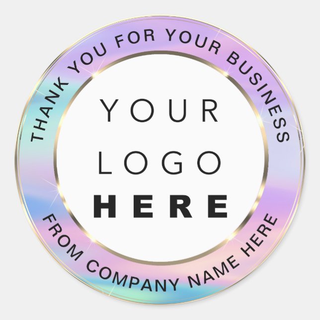 Logo Name Web Vielen Dank Gold Pink Holohraph Runder Aufkleber (Vorderseite)