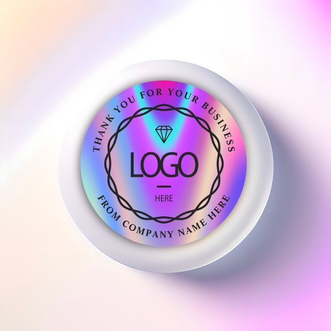 Logo Name Web Vielen Dank Runder Aufkleber (Logo Name Web Thank Business Holographic Classic Round Sticker)