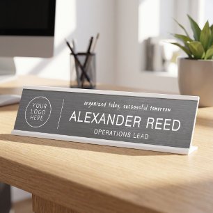 Logo-Namensschilder Bold Charcoal Schwarz Schreibtischnamensplakette