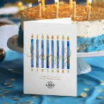 Logo Navy Blue Candles Business Happy Birthday hin Karte<br><div class="desc">Wünschen Sie Ihren besten Kunden, Mitarbeitern und Geschäftspartnern einen guten Geburtstag mit dieser eleganten, modernen und einfachen, vertikalen Business Corporate Happday Card, die mit hohen, navy blauen Aquarellkerzen mit goldenen Imitaten und teilweise handgeschriebenem Text zum Geburtstag auf einem sauberen, weißen Hintergrund aufwartet. Bitte beachten Sie, dass das Gold in diesem...</div>